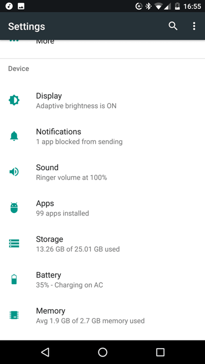Настройки Android 7.0 Nougat