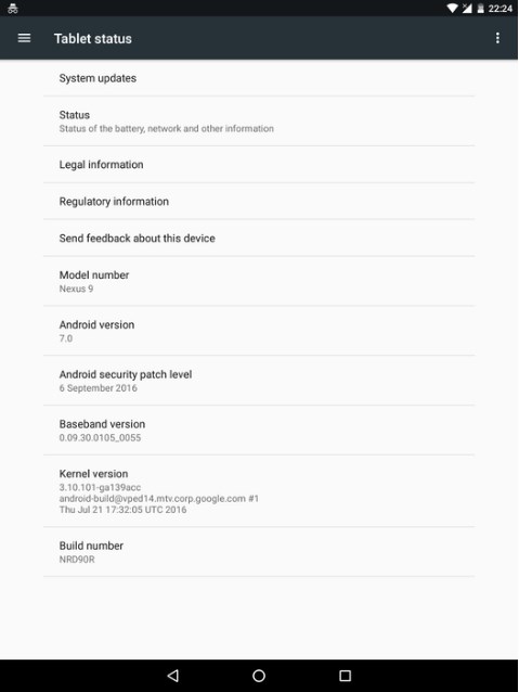Android 7.0 для Nexus 9 LTE