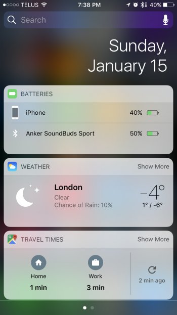 Процент заряда батареи iOS 10
