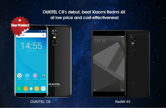 Oukitel C8 и Xiaomi Redmi 4X