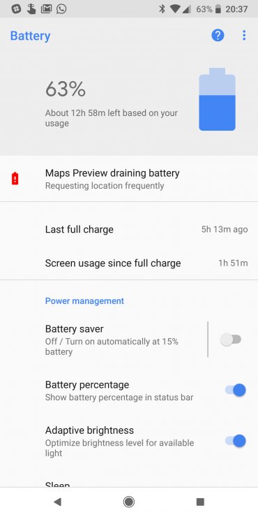 Батарея на Android 8.1