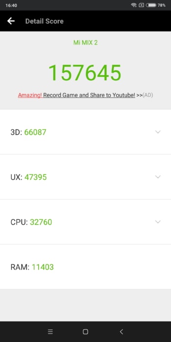Тестирование Xiaomi Mi Mix 2 в AnTuTu