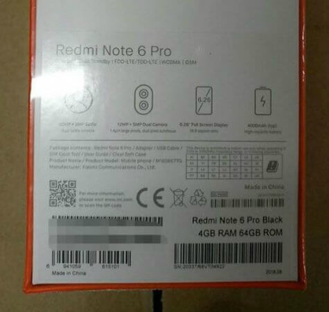 Коробка Xiaomi Redmi Note 6 Pro