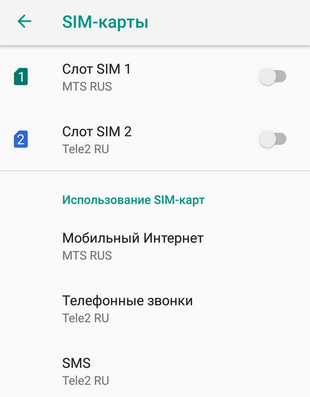 Две SIM-карты в телефоне