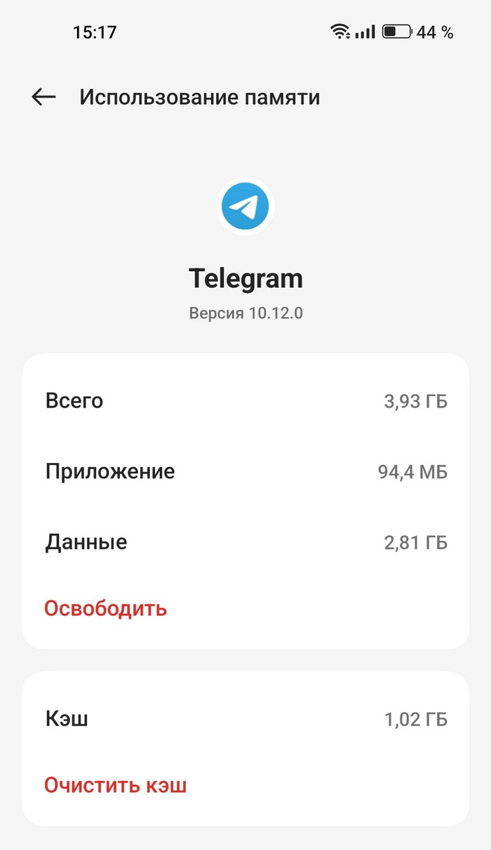 очистить кэш Telegram
